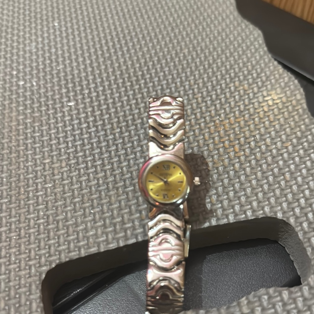 Silver and Gold Chevron Pattern Watch